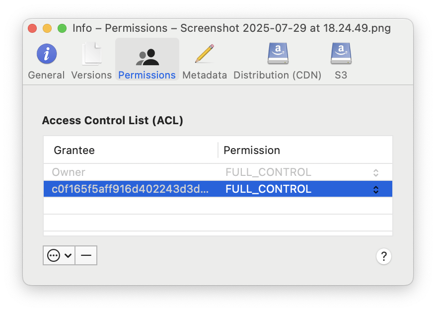 Cyberduck ACL Permissions Screenshot