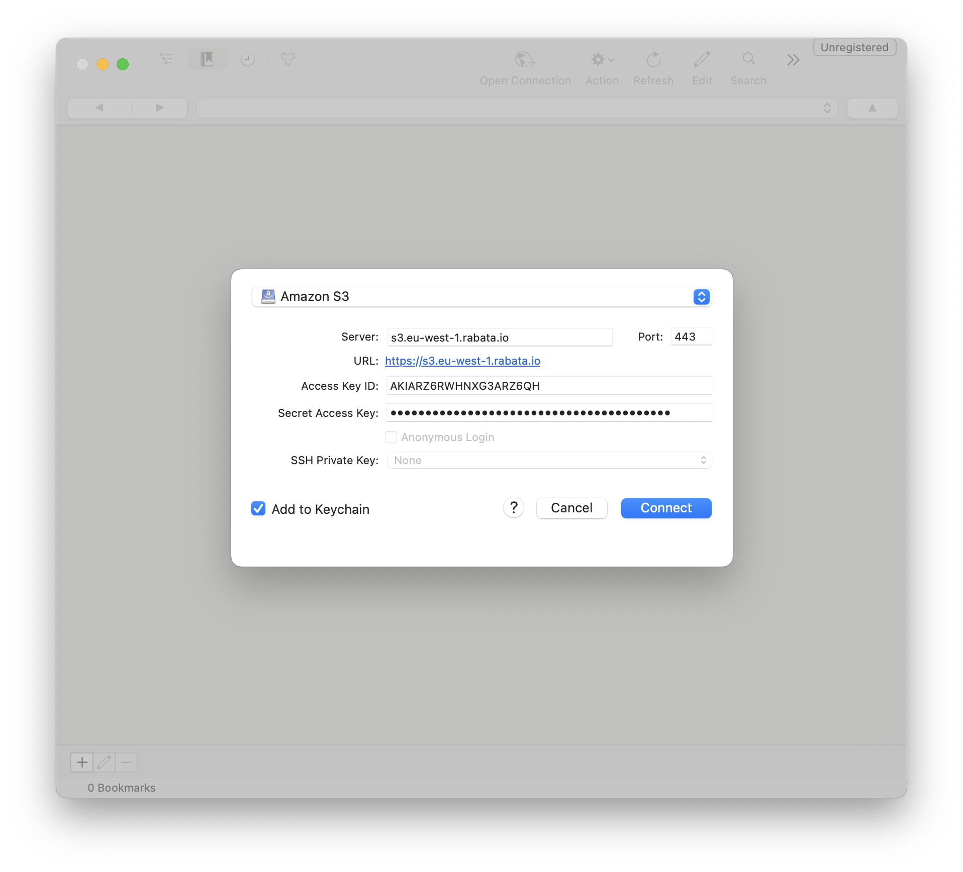 Cyberduck Connection Dialog